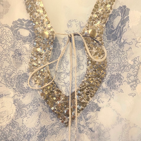 sheer tunic with sequins and embellishments dressy sparkly size L - Picture 2 of 8